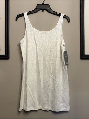 NWT Eileen Fisher Shimmer Metallic Silver Organic Linen Jersey Long Tank Size M